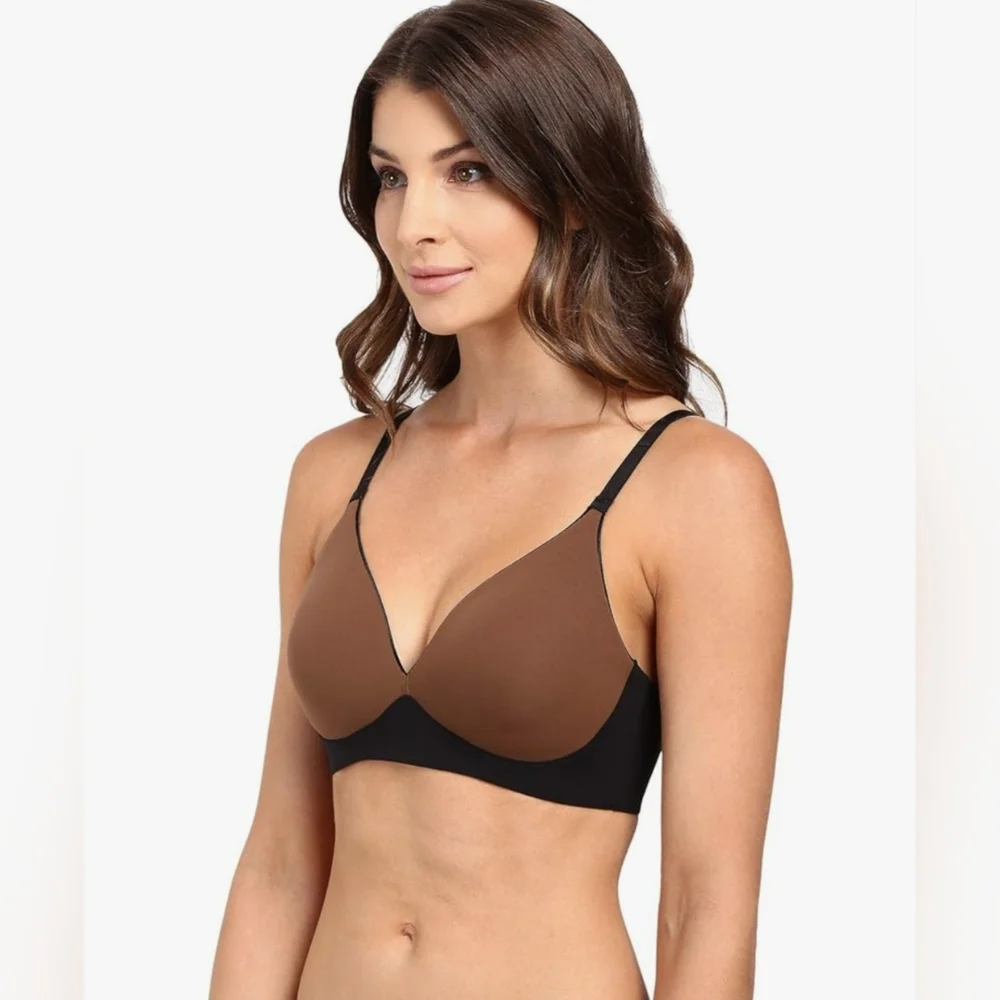 SPANX The Nudist Unlined Wireless Bra -‎ Black/Brown - Size 32B